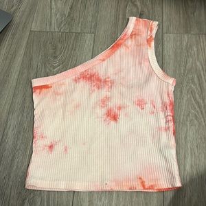 Tie dye one shoulder crop top